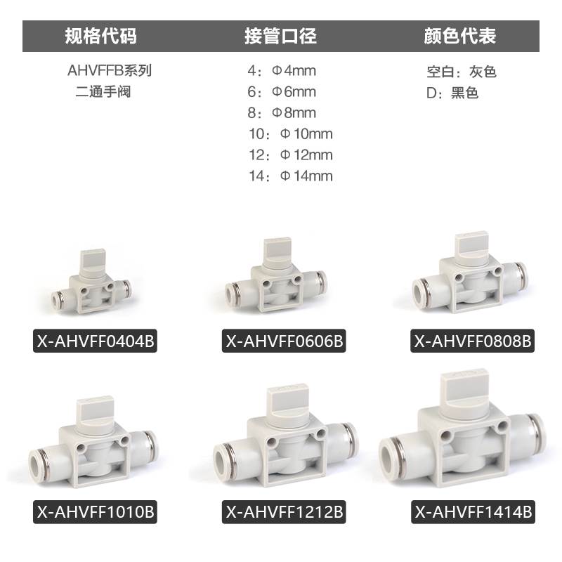 亚德客气动HVFF手阀气路开关X-AHVFF0404B 0606B 0808B 1010B 12
