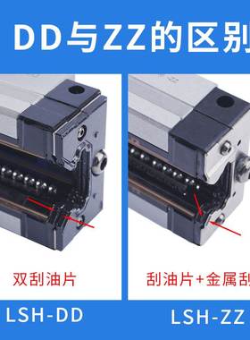 亚德客高防尘导轨滑块LSH15 20 25 30 35-DD/ZZ双刮油片 金属刮板