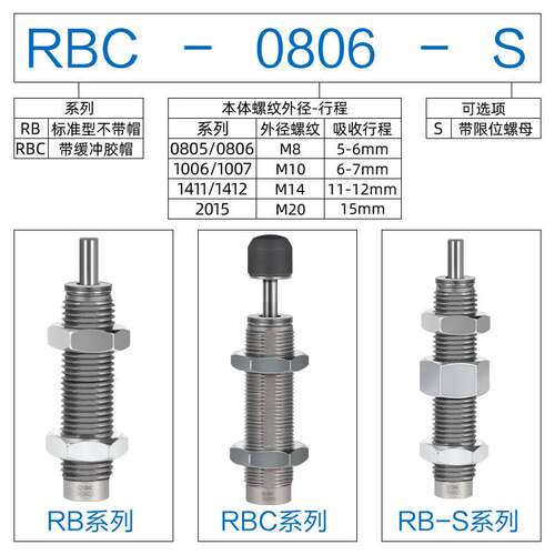 SMC液压油压缓冲器RB/RBC 0604/0805/0806/1006/1007/1412/2015