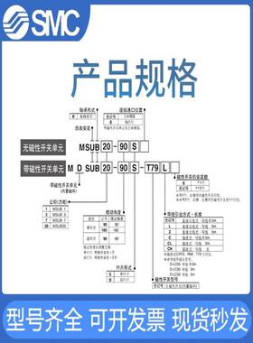 SMC叶片式高精度旋转摆动气缸MSUB1-90SMDSUB3-180S MSUA7/20-90S
