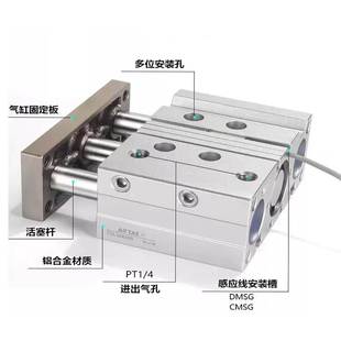 三轴三杆带导杆气缸TCM TCL12X16X20X25X30x32X40X50X63X80x75S