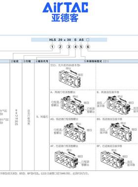 亚德客滑台气缸HLS20*10X20X30X40X50X75X100SAS/AF/B/BS/BF-MXS