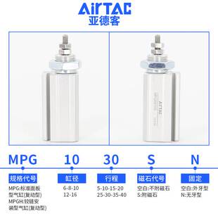 原装亚德客面板型小型气缸MPG6/8/10/12/16X5X10X15X20X30X35X40S