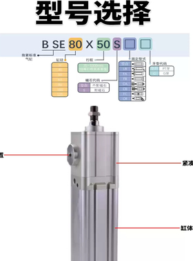 AirTAC亚德客带锁型抱紧气缸BSE32/40/50/63/80/100/125X500X1000