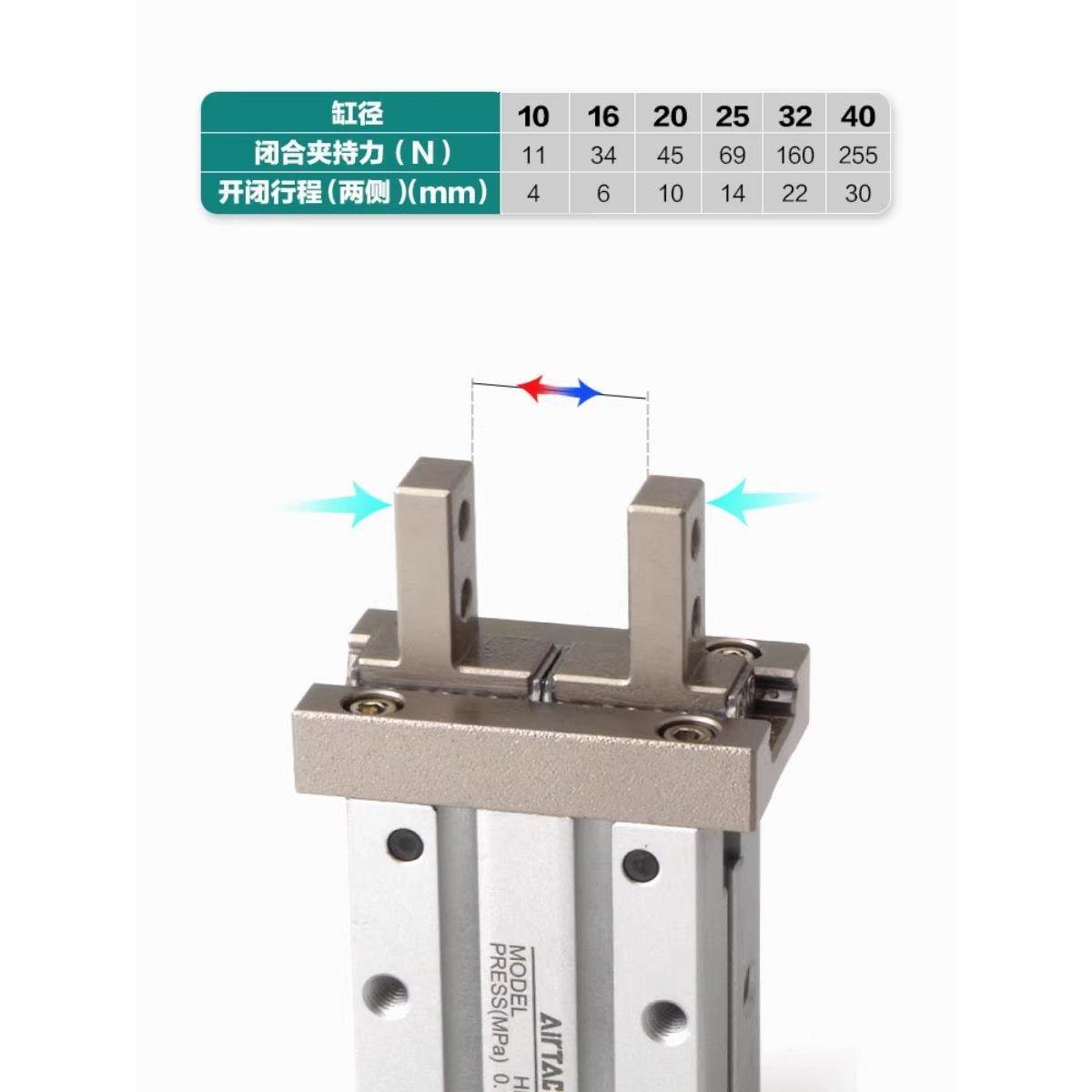 亚德客气动手指气缸气爪HFKL/HFK10/16/20/25/32/40/HFSK/HFTK