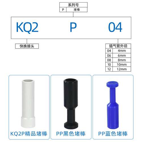 SMC气动气管堵头堵棒KQ2P-04/06/08/10/12接头堵塞PP-04/08/10/12