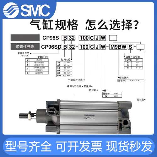 SMC单耳环型气缸CP96SC/CP96SDC32-40-50-63-80-100-125-150-200C