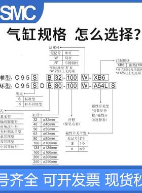 SMC标准气缸C95SDB32-25-40-50-63-80-100-125-150-160-200-900-W