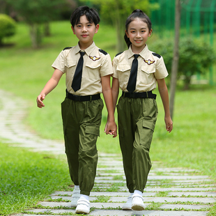 套装 儿童迷彩服夏季 男童特种兵军装 小学生班服女童警察演出服警服