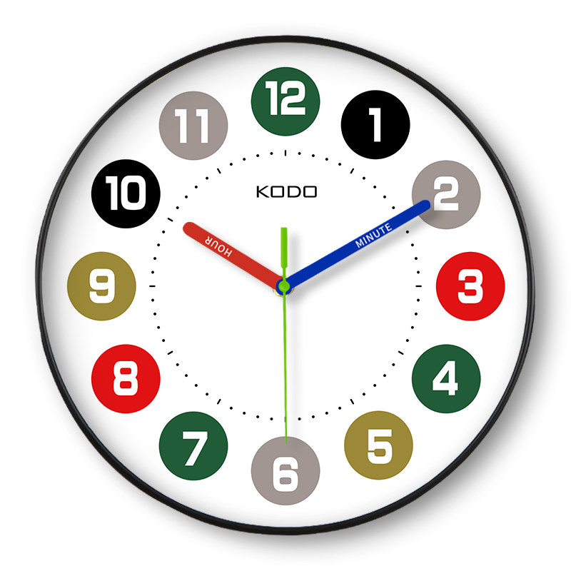 学习认字多彩教室静音装饰挂钟