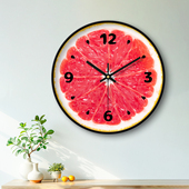 钟表 橙子背景墙时钟2026年时尚 精梭创意水果西瓜装 饰挂钟客厅新款