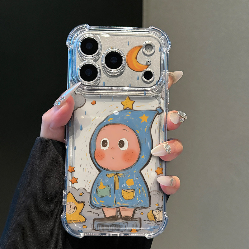 可爱雨衣星人适用iPhone17promax苹果16pro手机壳华为Mate70/60新款透明气囊壳vivox300荣耀400防摔小米17Pro