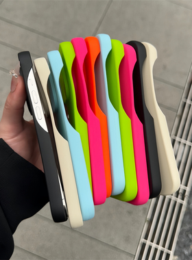 超火情侣极简风半包肤感高级马卡龙多巴胺纯色13苹果16ProMax17适用12防摔手机壳iPhone15小红书爆款14PM同款