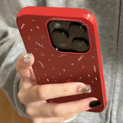 满屏喜庆彩条适用苹果16/15promax手机壳iphone14pro可爱卡通13软壳12女新款11果冻壳xs肤感防摔plus情侣xr套