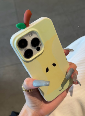 绿色一颗苹果核适用苹果16promax手机壳iPhone15新款16pro保护套7/7plus网红超火x男女款14全包防摔15promax