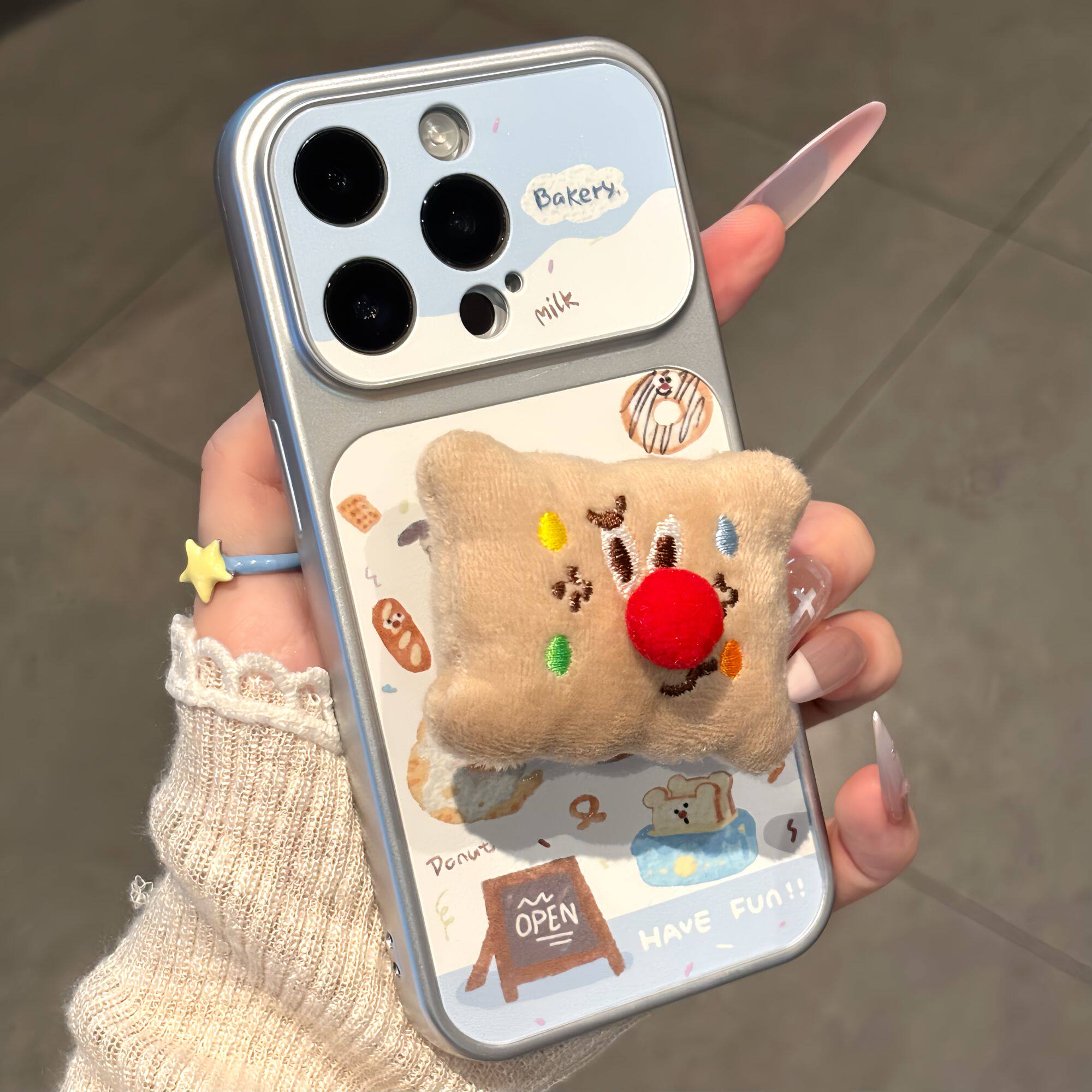 创意红鼻子面包适用iPhone17Pro苹果18promax枕头支架手机壳华为Mate80新款电镀壳vivox500/小米18pro手机套