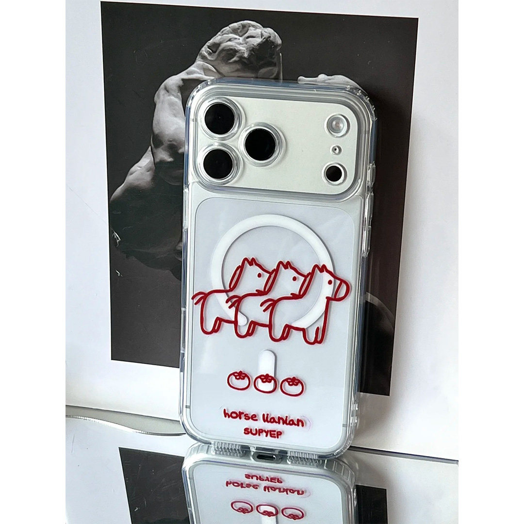 线条新年小马适用于苹果17Promax磁吸手机壳iphone16Pro男女款14透明13保护套12mini硅胶软7/8plus防摔17air,3C数码配件,手机保护套/壳,淘宝优惠券,粉丝福利购,淘宝优惠卷