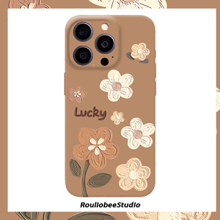 油画花朵Lucky适用苹果17promax手机壳16pro华为mate70新款 vivos20x200小米15超火套 pura70菲林壳OPPOReno13