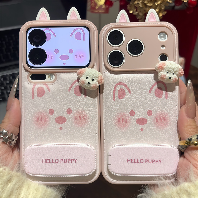 腮红西高地适用苹果16pro立体耳朵手机壳iPhone17Pro