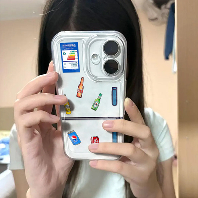 创意饮料大冰箱适用苹果17promax手机壳iPhone16Pr太空壳华为Mate80防摔Reno15vivox300小米17pro硅胶荣耀500