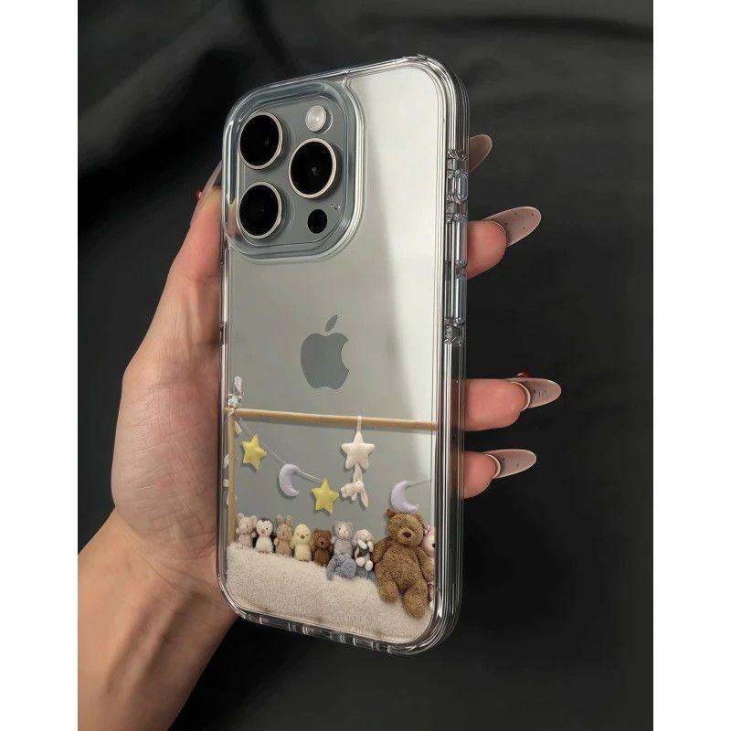 床头动物玩偶适用苹果15手机壳16Pro卡通vivox100透明红米note13防摔小米14一加套华为pura70荣耀200硅胶OPPO