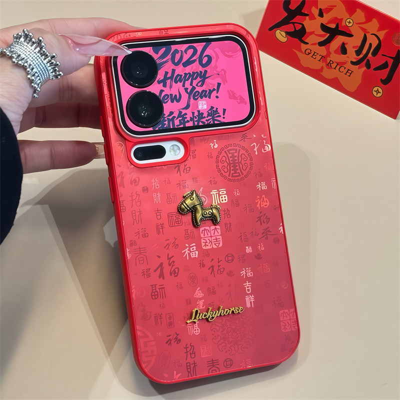 新中式国风百福图金箔小马适用苹果17PROMAX手机壳iPhone16新年款mate80pro华为P30荣耀500女OPPO小米14VIVO