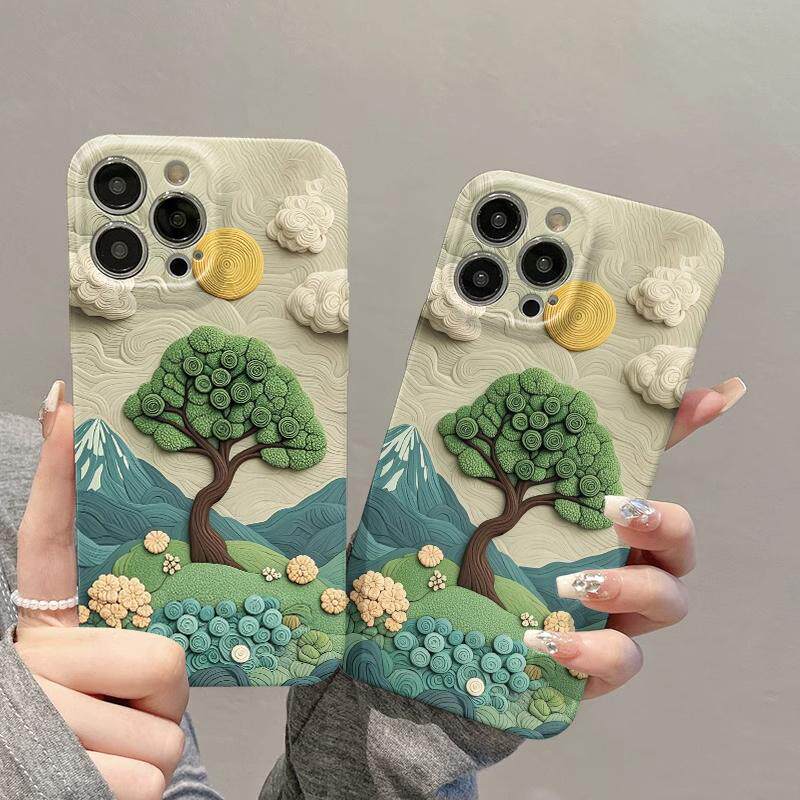 森林绿山川玫瑰适用苹果15promax手机壳16pro华为mate60新款pura70菲林壳OPPOReno12/vivos19x100超火小米14