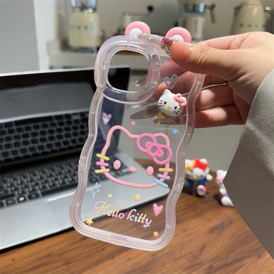可爱Kitty猫咪立体耳朵适用苹果15promax手机壳iPhone16新款14pro创意13高级感华为荣耀vivo小米OPPO保护壳女