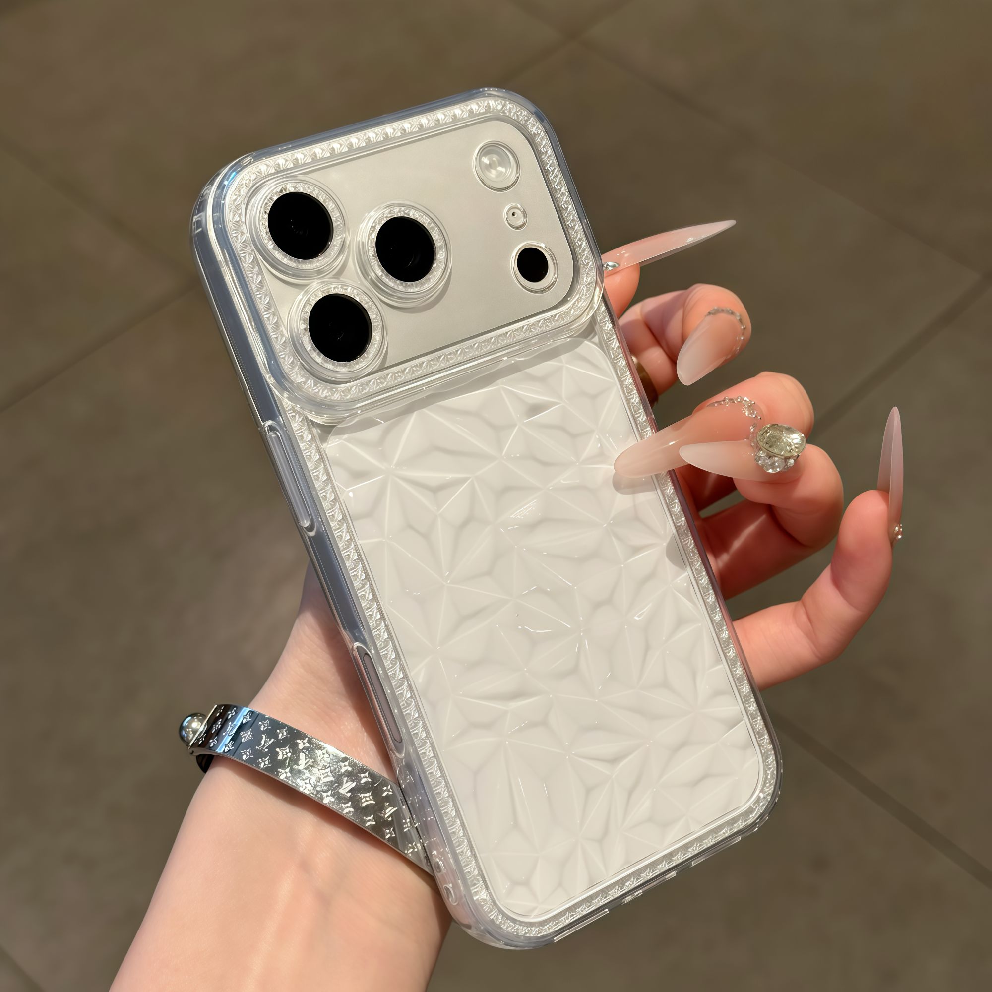 菱形钻石纹适用苹果17promax手机壳iphone16pro新款13透明12高级感14保护套16promax全包防摔软15plus手机套