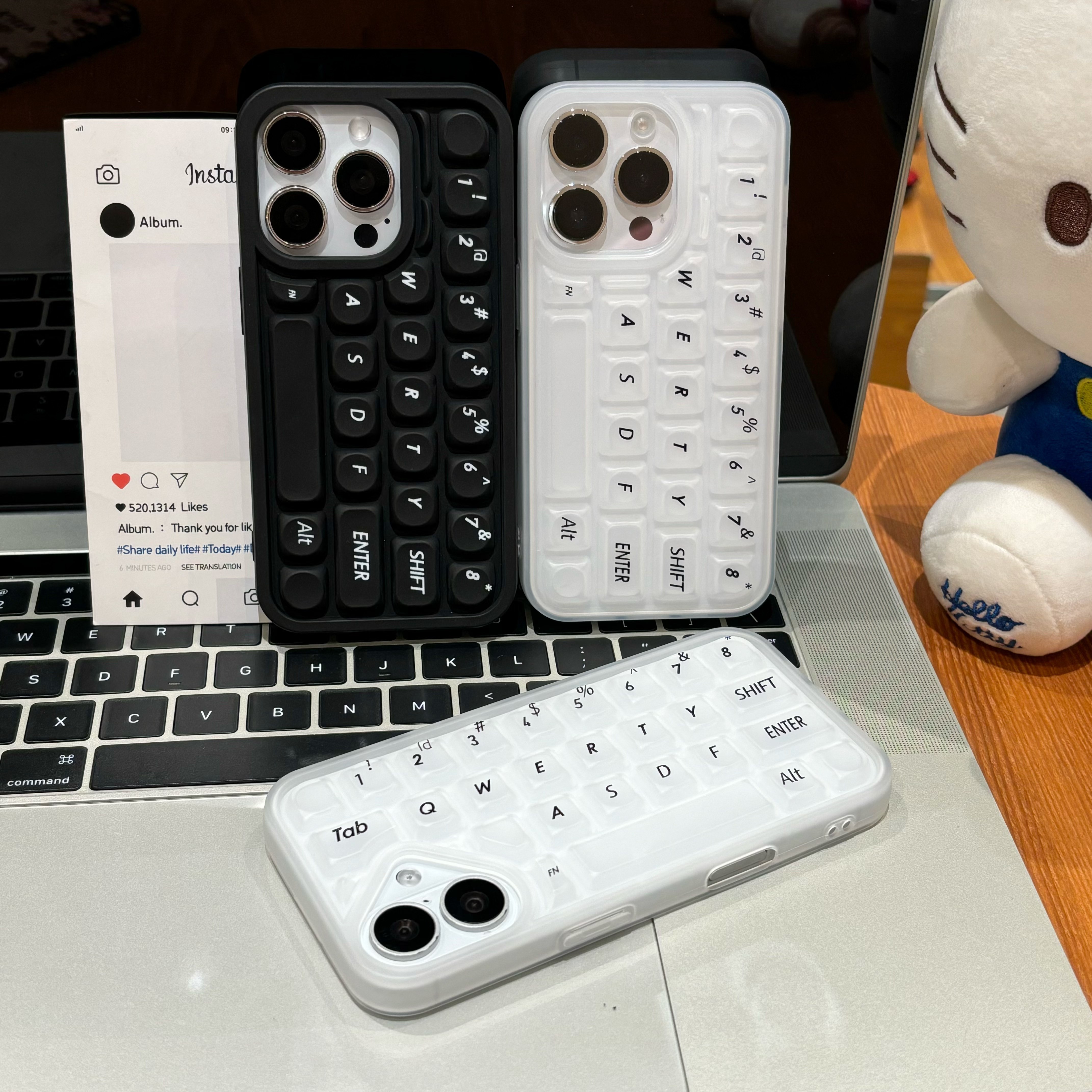 创意立体键盘适用苹果18promax手机壳iphone17Pro新款磨砂透白16pro小众15plus趣味13/14防摔15卡通11保护套