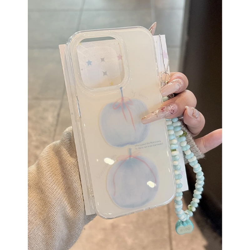 趣味蓝色苹果适用苹果16promax手机壳iphone13新款15女华为荣耀vivox100小米OPPO全包双层防摔套女网红超火软