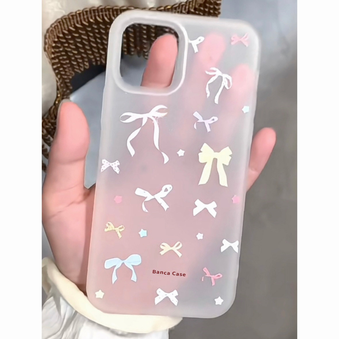 ins风彩色蝴蝶结适用苹果16/15promax手机壳iphone14pro创意涂鸦13/14软壳12女新款11亲肤磨砂白防摔plus超火