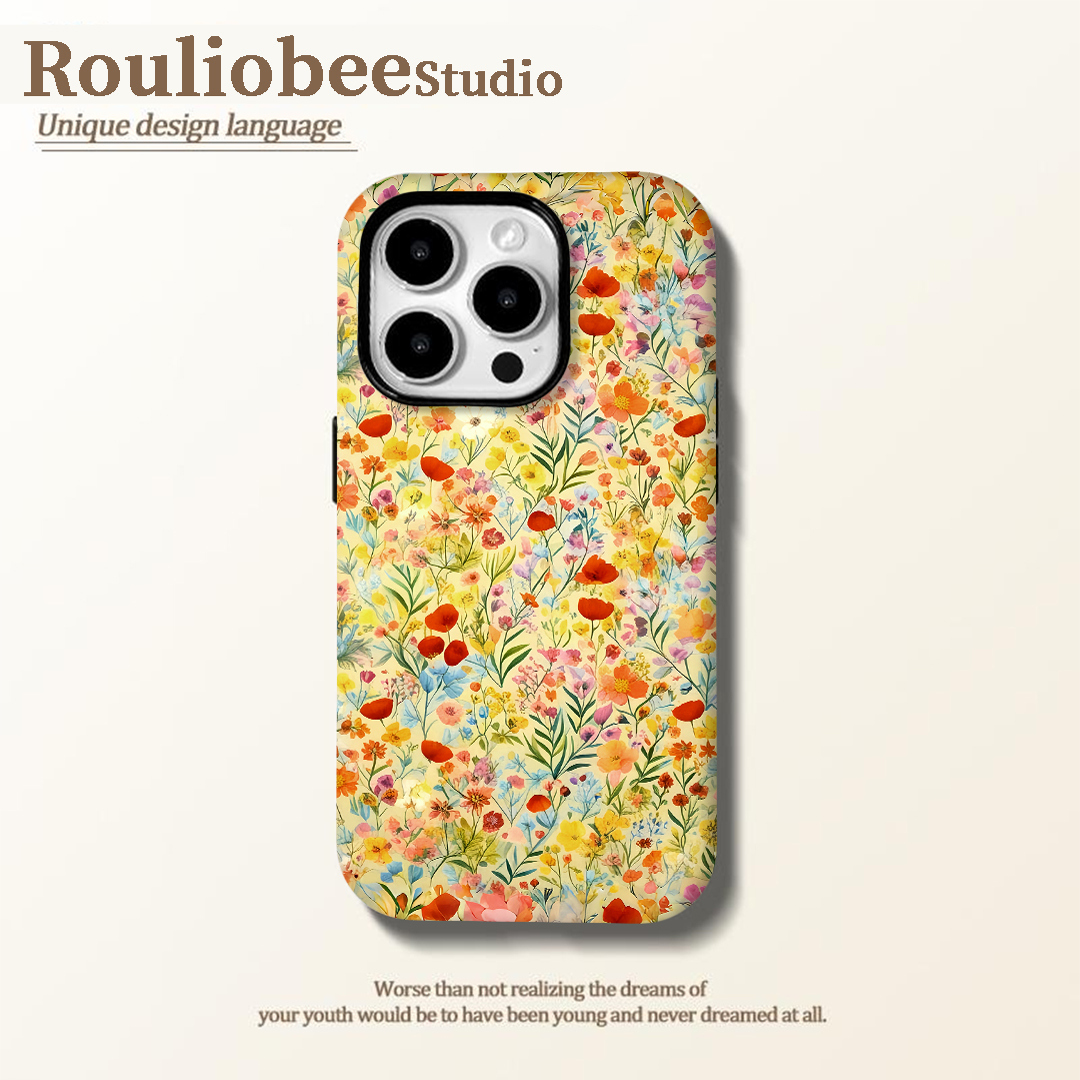 花花草草适用苹果15手机壳iPhone16promax卡通华为mate70荣耀vivo个性小米超火菲林二合一防摔套OPPO网红超火