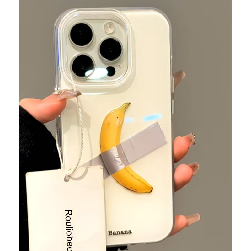 抽象艺术ins胶带香蕉适用苹果16promax手机壳iphone15pro新款14女13双层全包华为mate70荣耀vivo小米15OPPO套