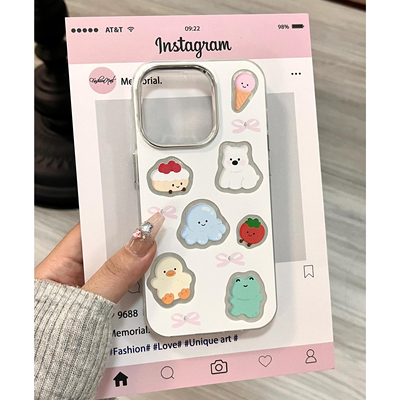 ins镂空边小动物适用iphone15promax苹果14pm手机壳11新款15pro少女13pro高级感12/8plus小众14pro防摔保护套