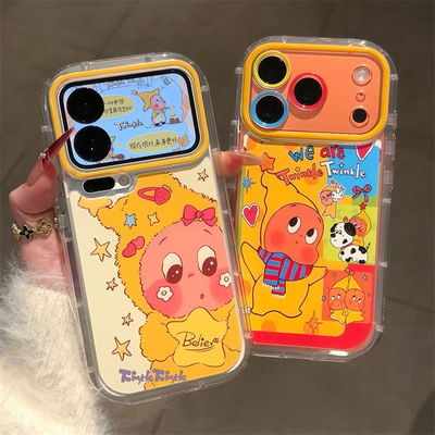 可爱星星人适用iPhone17promax手机壳16pro防摔华为Pura80新款泡芙羽纱荣耀300男女vivox300防摔小米17pro软