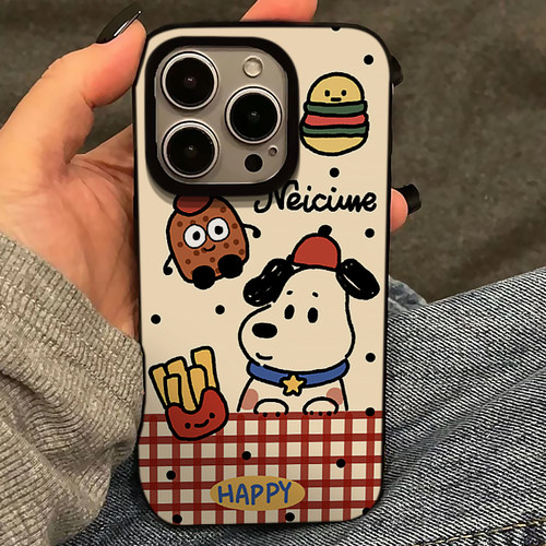 ins风趣味卡通快餐店小狗适用苹果iphone15promax潮16pro手机壳14超火13pro创意女12pm高级感11不撞壳保护套