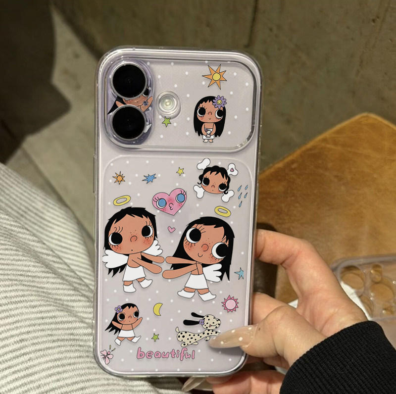 天使爱心小玉适用苹果16手机壳iPhone17promax新款透明秒变大视窗华为Mate80/70防摔vivoS50保护套小米17Pro