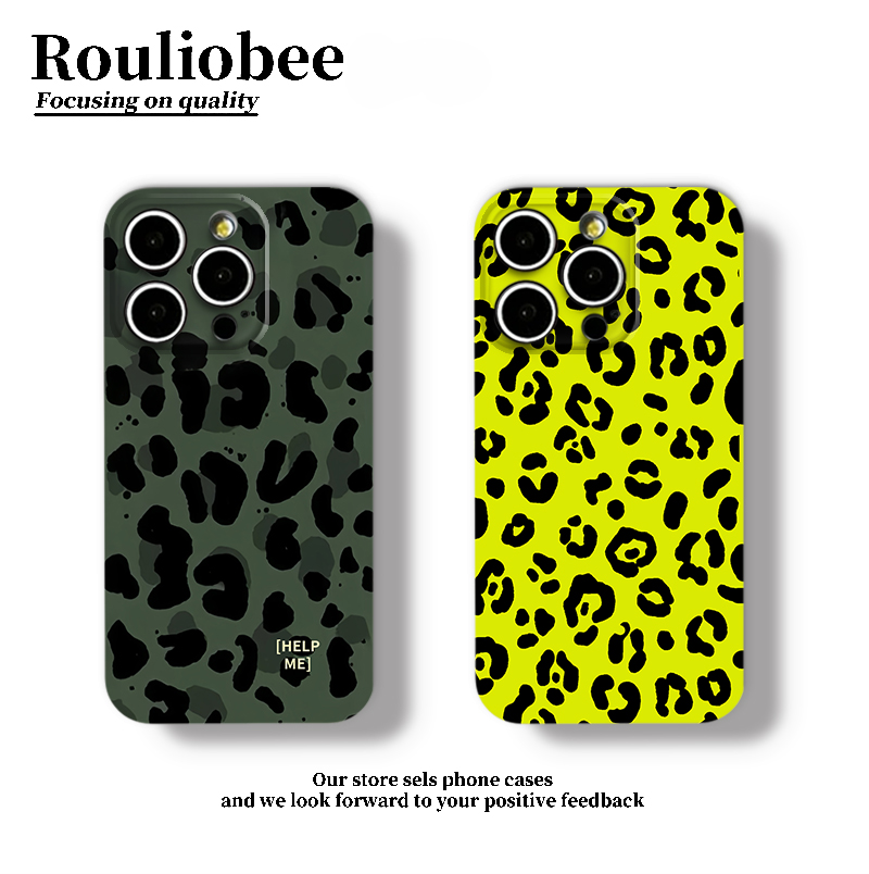 荧光绿豹纹适用苹果15promax手机壳16pro华为mate60新款pura70菲林壳OPPOReno12/vivos19x100网红超火小米14