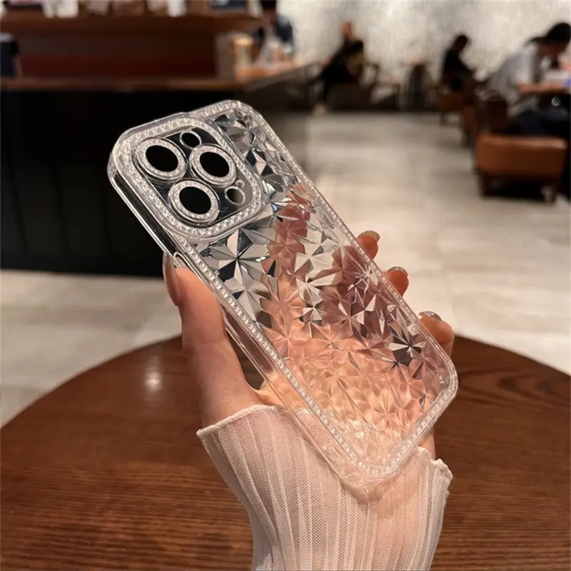 ins网红适用iPhone16钻石纹手机壳14新款15plus女神款11苹果12promax全包女透明13硅胶保护套15promax高级感
