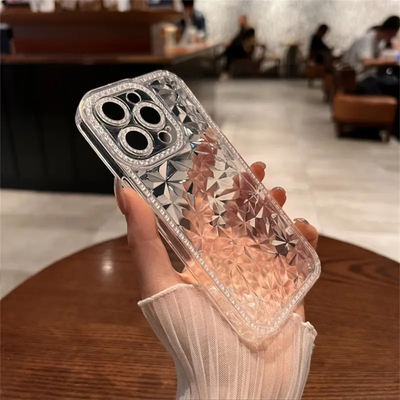 ins网红适用iPhone16钻石纹手机壳14新款15plus女神款11苹果12promax全包女透明13硅胶保护套15promax高级感