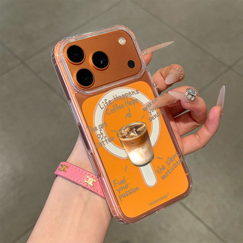 适用于一杯美式咖啡拿铁iPhone17promax全包精孔手机壳