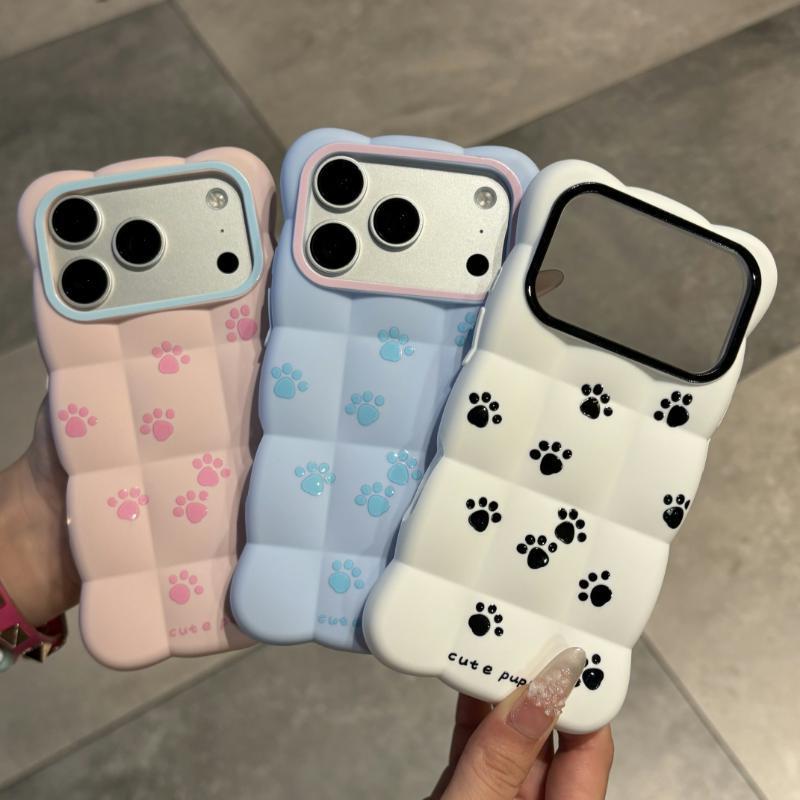 可爱猫咪爪印适用于iPhone17PrMax手机壳韩系多巴胺云朵壳适用iPhone16Pro小清新不撞款适用iPhne15/14Pro软