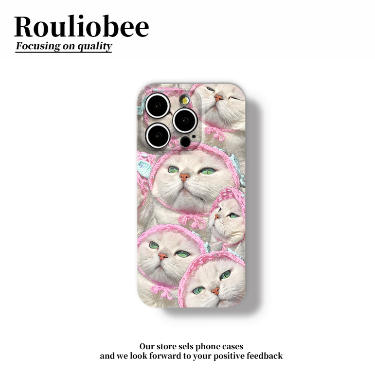 粉围带猫猫适用苹果15promax手机壳16pro华为mate60新款pura70菲林壳OPPOReno12/vivos19x100网红超火小米14
