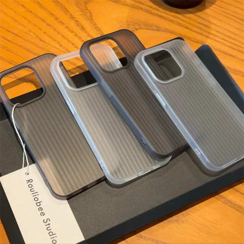 瓦楞纹透白适用16苹果15promax手机壳高级iPhone14pro磨砂超薄肤感13p光栅ip男女冰雾16PM保护套plus外壳防摔