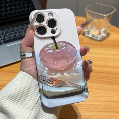 晶莹苹果适用苹果15promax手机壳16pro华为mate60新款pura70菲林壳OPPOReno12/vivos19x100镜面支架小米14套