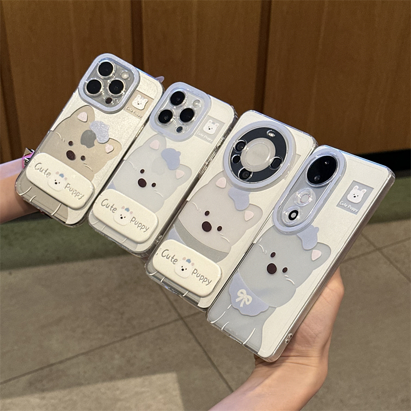 奶油镂空西高地适用iPhone16苹果16promax手机壳15Pro透明天使眼plus简约15男女款14/13镜子支架11全包xs防摔
