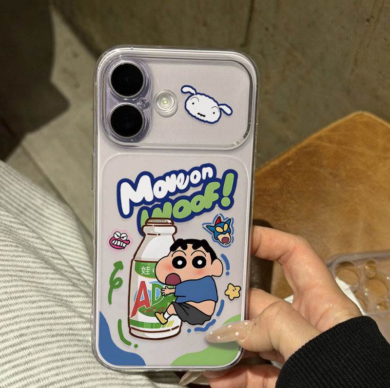 趣味小新AD奶适用苹果16手机壳iPhone17promax新款透明秒变大视窗华为Mate80/70防摔vivoS50保护套小米17Pro