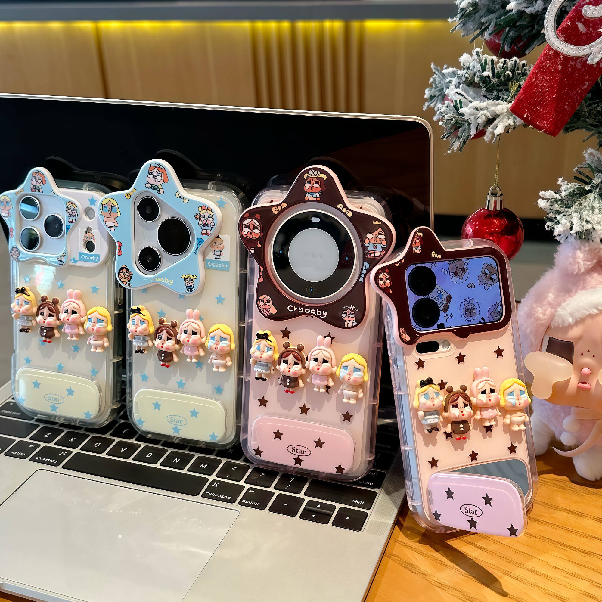 黄底哭娃小人适用苹果17promax镜面支架手机壳iPhone16新款公仔星星镜头华为Mate70防摔vivox200全包小米15软,3C数码配件,手机保护套/壳,淘宝优惠券,粉丝福利购,淘宝优惠卷