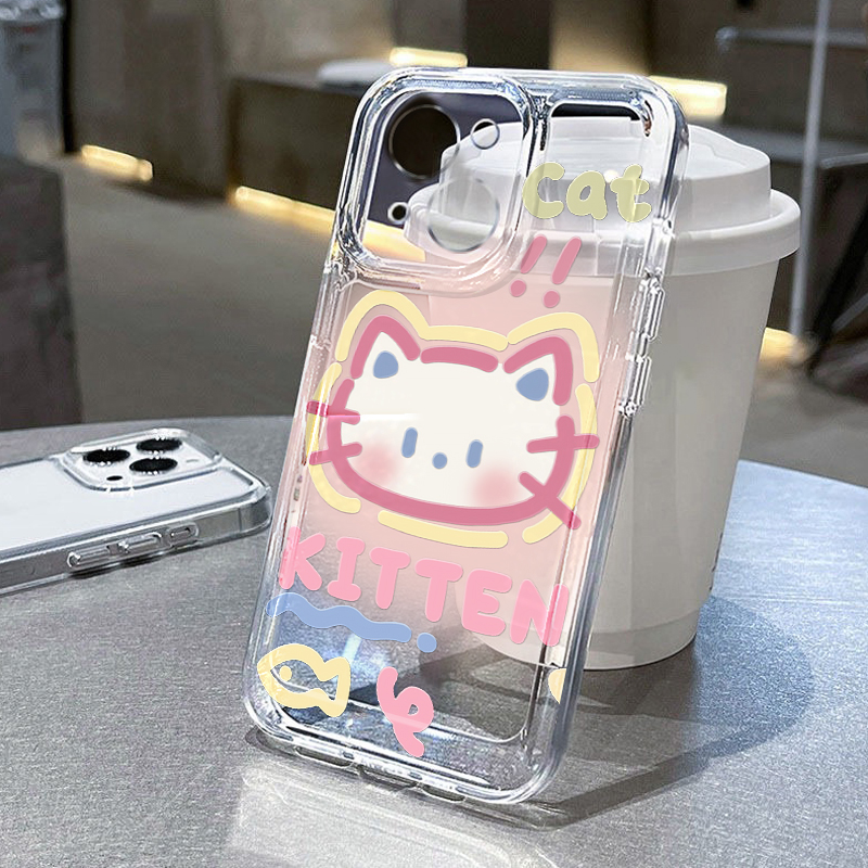 涂鸦卡通猫咪狗狗适用华为Pura70苹果15promax手机壳小米iPhone14/16防摔OPPOReno12荣耀200vivox100siQOOz9